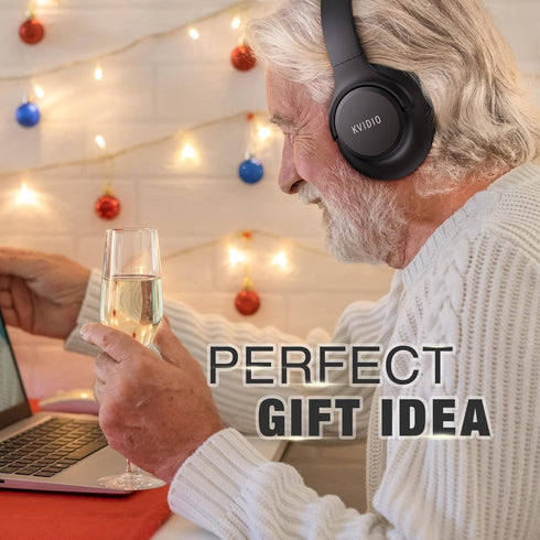 KVIDIO Updated Bluetooth Headphones Over Ear, 65 Hours Playtime Wireless with Microphone, Foldable Lightweight Headset