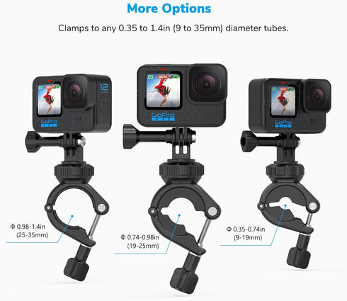 Sametop Handlebar Bike Pole Mount for GoPro Hero 12, 11, 10, 9, 8, 7, 6, 5, DJI Action Cameras - 360° Rotation