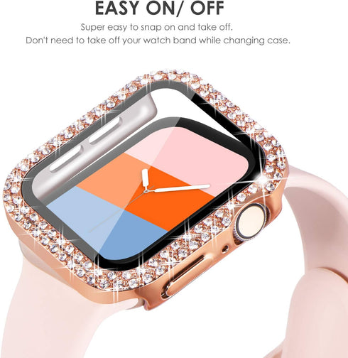 KADES Compatible for Bling Apple Watch Protective Case - Built-in Screen Protector for 40mm iWatch Series SE