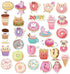 Donut Luggage Stickers (60pcs), PVC Waterproof Stickers for Kids, Adults, Cars, Motorcycles, Notebooks, Skateboard