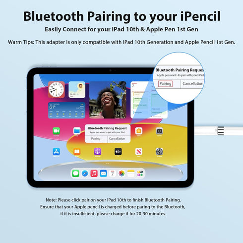 USB-C to Pencil Adapter - Compatible with Apple Pencil 1st Generation for iPad 10th Gen Charging