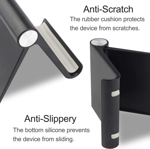 Mobile Phone Holder, Adjustable Foldable Portable Desk Stand for Video Call Mount (1PH - Black)