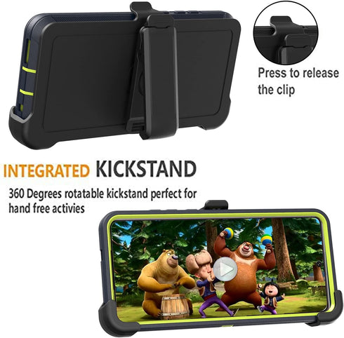 muitq Heavy Duty Case for Galaxy A32 5G, Not Fit 4G, Shockproof, Dropproof, Dust-Proof with Clip (Blue-Green)