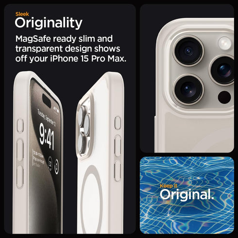 Spigen iPhone 15 Pro Max Case - Magnetic Ultra Hybrid MagFit, Military-Grade Protection, Anti-Yellowing, Frost Natural