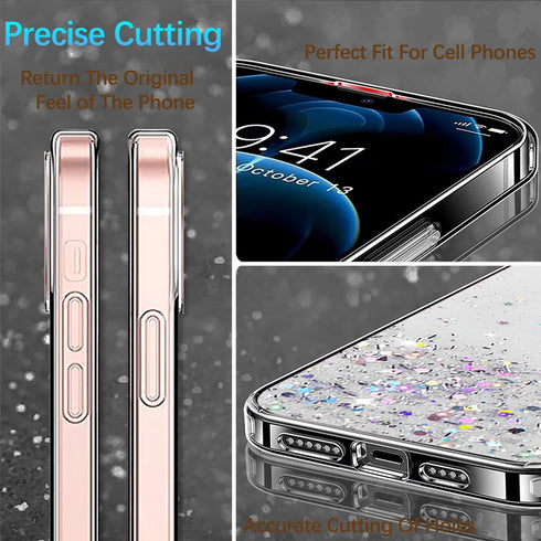Honor 90 Case - Glitter Clear Pink, Soft TPU Silicone, Shockproof Protective Slim Cover for Women & Girls.