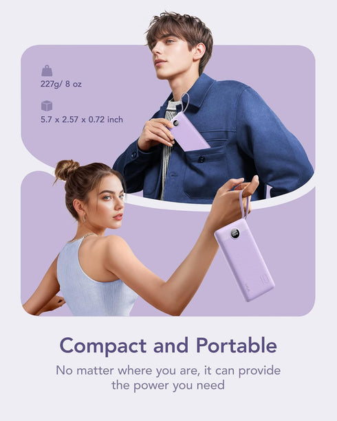 VRURC 10000mAh Pack, 5 2 17 16 15 14 13,Samsung,Android-Lavender(1 Pack) Portable Charger Power Bank, Travel Essentials