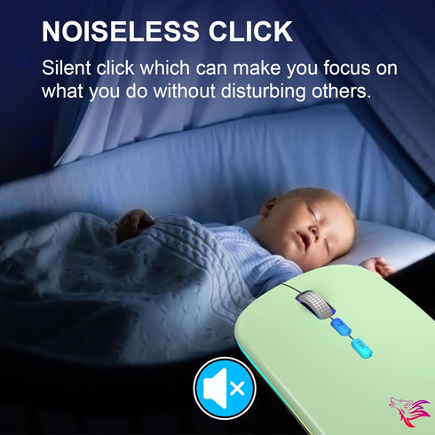 HOTLIFE Wireless Mouse - Slim Rechargeable Bluetooth Mouse, Ergonomic Design, Noiseless with USB Receiver