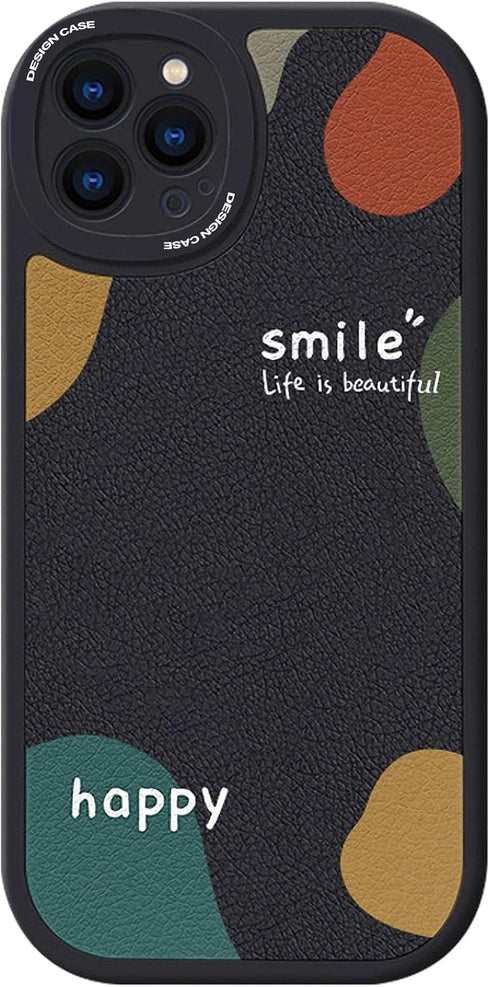 ZEZHOU iPhone 12 Pro Case, Cute Pattern Design for Women, Soft Lambskin TPU Rubber Shockproof Cover, 6.1 inch, Black