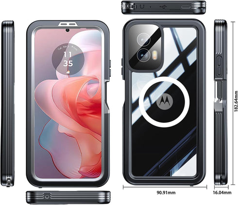 Shop Motorola Moto G Power 5G 2024 Case: Waterproof, Shockproof, 20 FT Drop Proof, IP68, Magnetic Cover - Black.