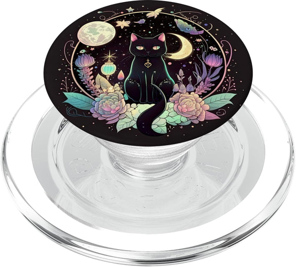 PopSockets PopGrip for MagSafe Moon Phases Crystal Witchy Cute Black Cat Kawaii Pastel Goth