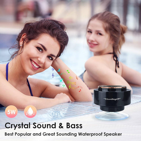 XLEADER Rose Gold Bluetooth Shower Speaker, IPX7 Waterproof Bathroom Speaker with Suction Cup, 15H Playtime, for Girls