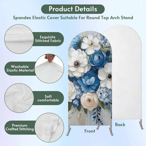 Jnbasdffb 6.6 Country Hydrangeas Flower Wedding Arch Cover,Stretchy Spandex Arch Backdrop Stand Covers FT,Blue White