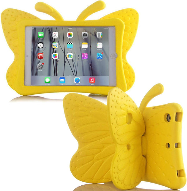 iPad 7 8 9 10.2 Kids Case, 3D Cute Butterfly 10.2 inch iPad 9th 8th Generation Tablet Case for Kids Girls, Yellow
