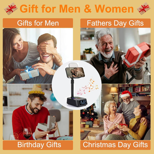 ASEAT Gifts for Men Women, Adjustable Phone Stand Bluetooth Speaker, Birthday Gifts Him Husband, Phone Holder