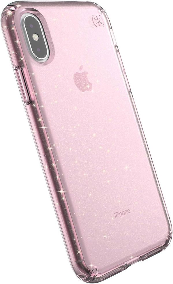 Speck Products PRESIDIO CLEAR + GLITTER Case for Apple iPhone XS/iPhone X, Bella Pink with Gold Glitter