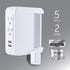 GE Pro Side-Access Swivel Surge Protector, 2 Pack, 5-Outlet Extender with 2 USB Ports, Wall Tap Adapter, White