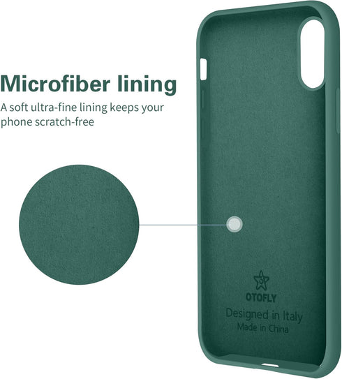 OTOFLY Compatible with iPhone X Case - Ultra Slim Fit Liquid Silicone Case with Full Body Protection, 5.8 inch (Pine