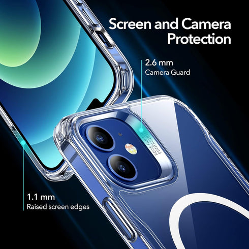 ESR Scratch-Resistant iPhone 12 Case Compatible with MagSafe, Grippy Frame, Magnetic, Clear Sidekick Hybrid Case