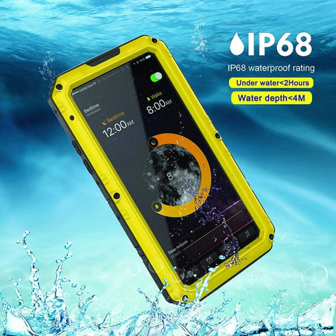 Beasyjoy iPhone X Case, Heavy Duty Metal Cover with Screen, Waterproof Shockproof, Military Grade Protection, Yellow,