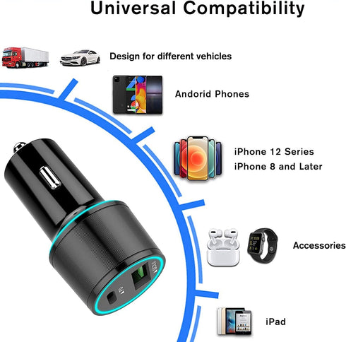 UrbanX Fast Car Charger 21W for Motorola RAZR HD XT925 with PD 3.0 USB Charger - Black, Includes USB A to Micro USB