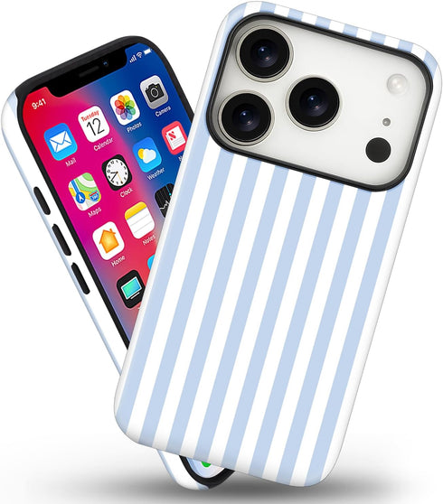 flewfun 17 Magnetic for iPhone Pro Case Cute Stripes Phone Case, Shockproof Slim TPU and Hard PC Protective Phone Cover