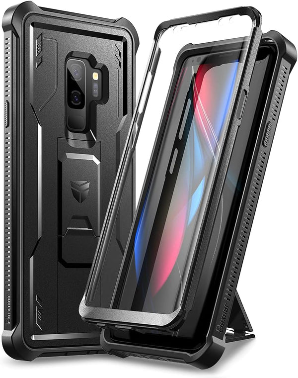Dexnor Case for Samsung Galaxy S9+ Plus, Built-in Screen Protector and Kickstand, Heavy Duty Shockproof Protective Cover