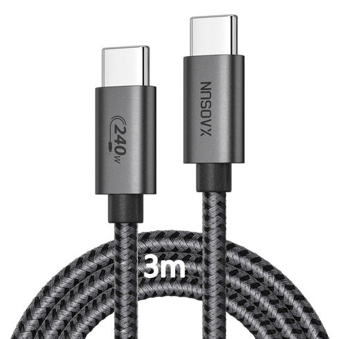 XAOSUN 240W USB C to USB C Fast Charging Cable, Compatible with MacBook Pro 2022, iPad Pro 2022, 10FT