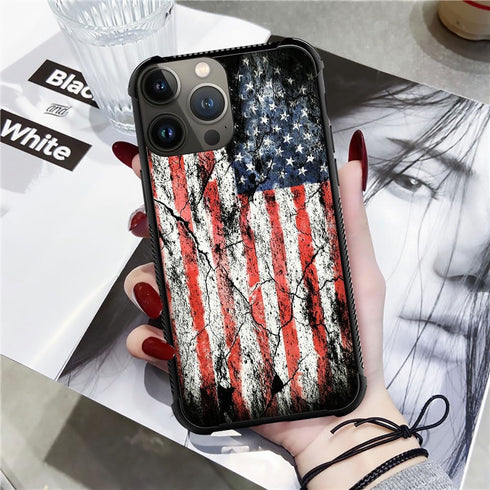 DJSOK Distressed Flag Case for iPhone 15 Pro Max - Rugged Dual Layer Shockproof Cover for Men, Boys, and Girls.