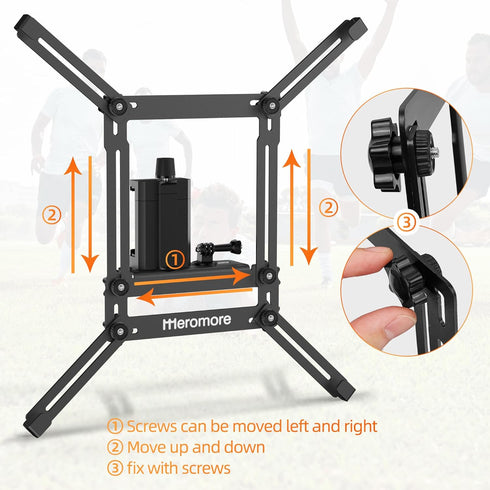 Black Aluminum Fence Mount for Action Camera, Compatible with GoPro, Phones, Digital Camera, Ideal for Recording Games