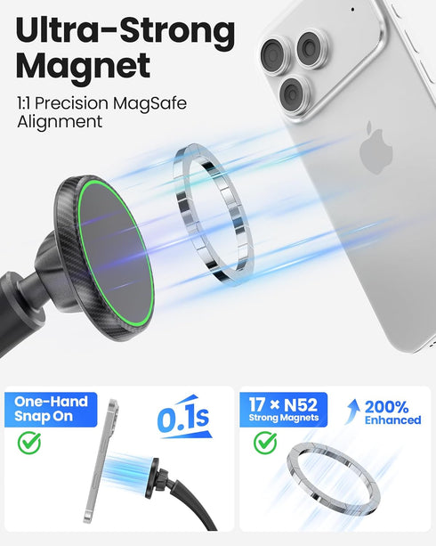 NINEFATICS 17-12 Flexible Phone Holder for Treadmill, Magnetic Gooseneck Cell Phone Mount Compatible w/ MagSafe, iPhone