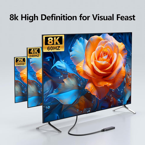 8K 3.3FT/1M 2.1, 8K@60hz 4K@120hz 48Gbps PS5/4 SAMZHE HDMI Extension Cable HDMI Extender HDMI Male to Female
