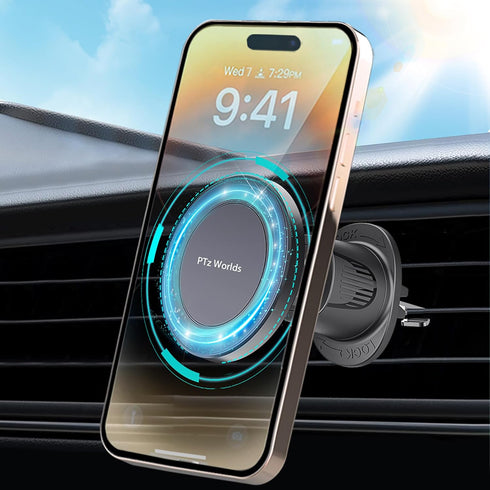 PTz Worlds Magnetic Phone Holder for Car - Metal Hook, Compatible with iPhone, Easy