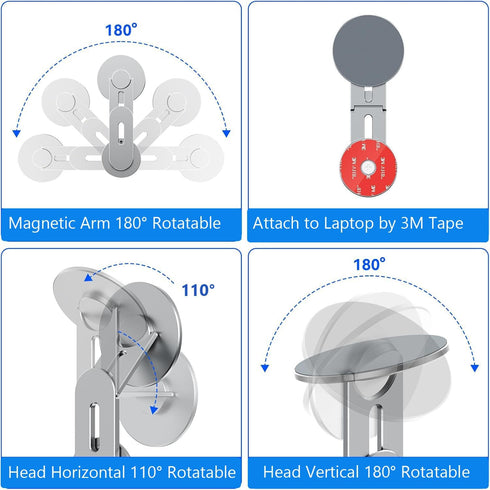 MAGDIGITEH 17/16/15/14/13/12 180Adjustable, Magnetic Phone Holder for Laptop, MagSafe Laptop Phone Mount for iPhone