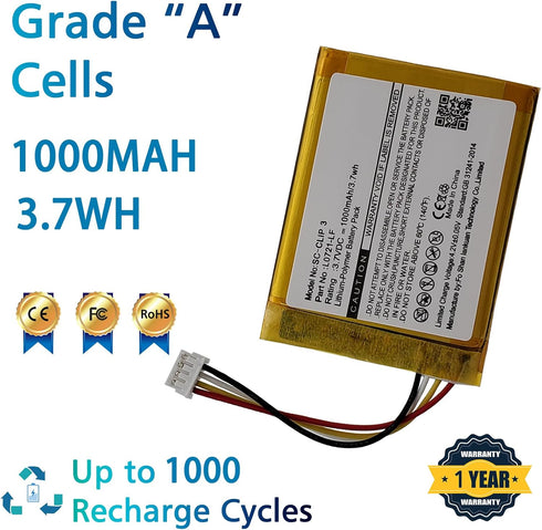 L0721-LF 1000mAh Battery Compatible with JBL Clip 3 / Clip 3AN / Clip 3SAND Waterproof Bluetooth Speaker with Tools Battery Part NO Clip3 Clip3AN Clip3SAND