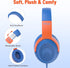rockpapa Share 1 Kids Headphones Wired with Microphone & Share Port, 85dB/94dB Volume Limited, Cute Foldable Student Child Boys Girls Headphones for School/Classroom/Travel Blue/Orange