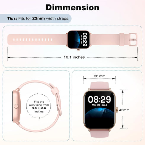 Fitpolo Fitness Tracker - Smart Watch with Heart Rate Monitor, 1.8 inches Color Touch Screen, IP68 Waterproof for Men