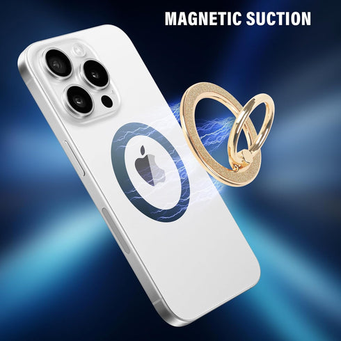 Guppy 360 17 16 15 14 13 12All-Gold Magnetic Phone Ring Holder, Glitter Magnet Finger Ring Grip Stand Holder, Rotation