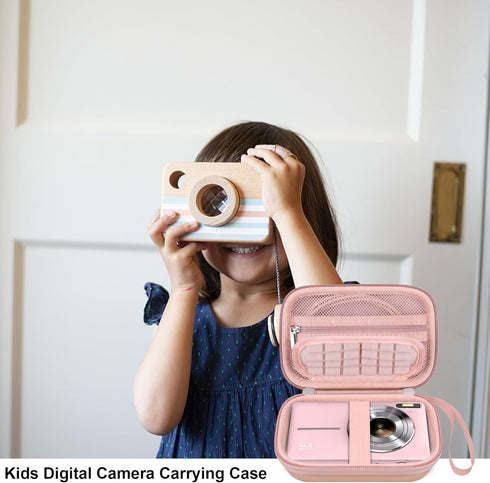 Digital Camera Carrying Case for CAMKORY/toberto/AiTechny/VAHOIALD/IWEUKJLO FHD 1080P, Kids Compact Storage Bag, Rose