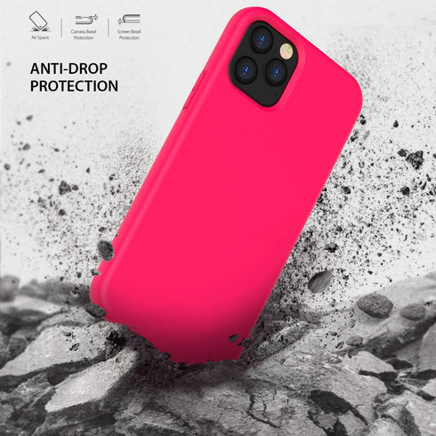 ZUSLAB Nano Silicone Case for iPhone 12 Pro Max - Shockproof Bumper Soft Full Protection Cover, Neon Pink