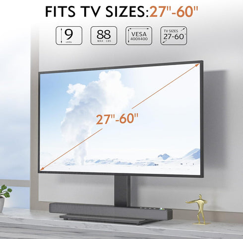 Universal TV Stand - Table Top Stand for 27-60 inch LCD LED TVs, 9 Level Height Adjustable Base
