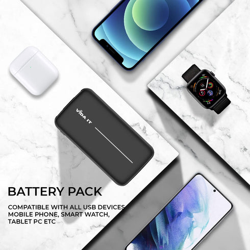 Vida IT Super Slim Power Bank Battery Pack for Heated Vest, Jacket, Coat, Gloves, 5V 2A 10000mAh DC Thin Portable