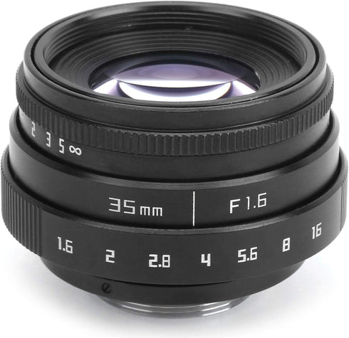 Large Aperture Lens, 35mm F1.6 C Mount, Aluminum Alloy Optical Glass, Manual Fixed Focus Portrait Camera Lens Accessory
