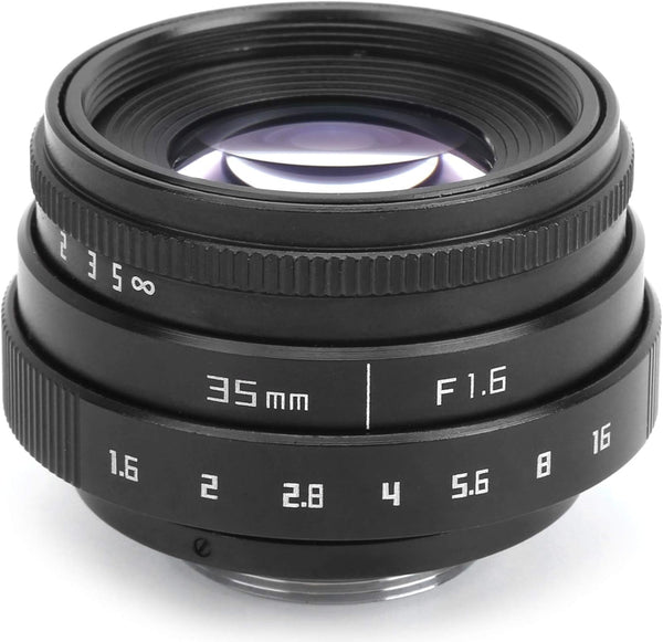 Large Aperture Lens, 35mm F1.6 C Mount, Aluminum Alloy Optical Glass, Manual Fixed Focus Portrait Camera Lens Accessory