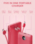 VRURC 10000mAh Portable Charger with Built-in Cables and AC Wall Plug, Compact Lightweight Power Bank for Smartphones,