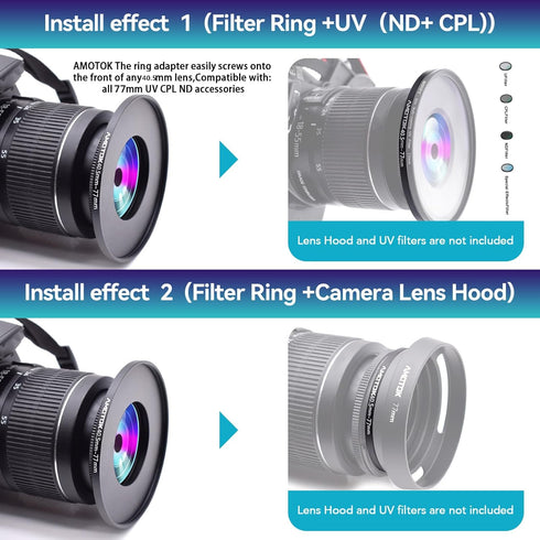 40.5mm to 77mm Camera Lens Adapter, Step Up Ring Adapter for All 77mm Filter Accessories
