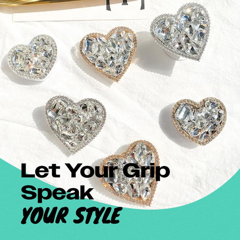 On The Grip OnTheGrip Cute Cubic Diamond Heart Shape Design Collapsible Expandible Mobile Phone Grip Stand Holder