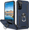 IKAZZ Galaxy S21 Case, Military Grade Shockproof Heavy Duty Protective Cover with Magnetic Kickstand, Blue