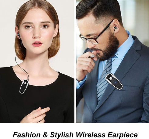 Retractable Wireless Headphone Headset, Lightweight V5.0 Noise Cancelling Mic Clip on Earpiece for Sports, Running,