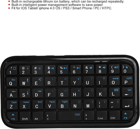 PUSOKEI Mini Bluetooth Keyboard, Rechargeable Lithium Battery Bluetooth Keyboard for Tablet 1/2/AIR/Android Devices