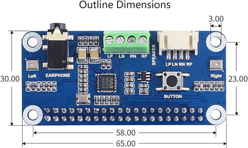 WM8960 Hi-Fi Sound Card HAT for Raspberry Pi 4B/3B+/3B/2B/B+/A+/Zero, Stereo CODEC Play/Record